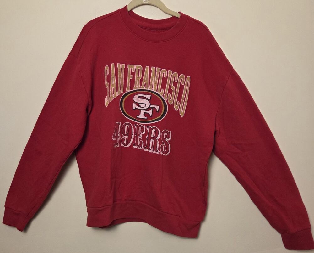 San Francisco 49ers Crewneck Sweatshirt Sz L Red Pullover NFL Team Apparel 2022